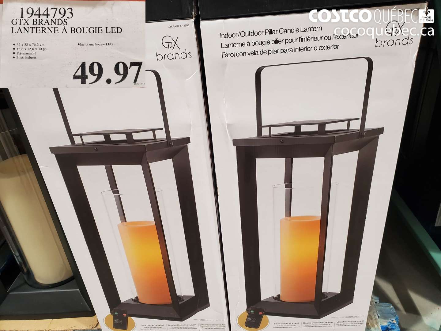 1944793 GTX BRANDS LANTERNE À BOUGIE LED $49.97