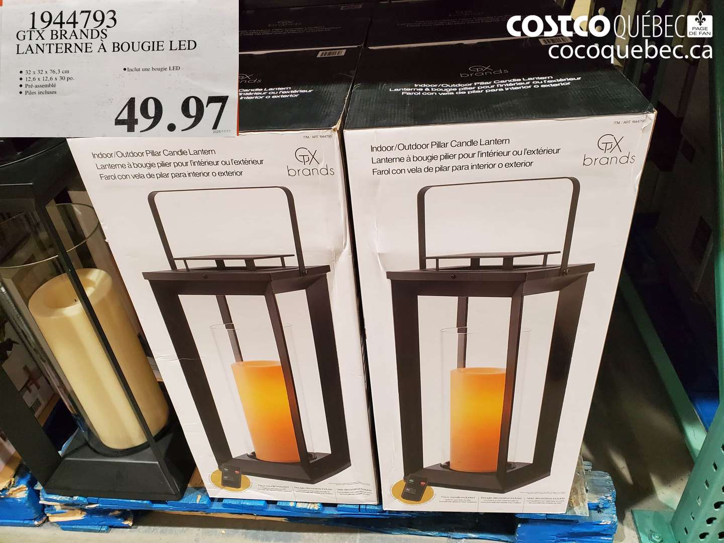 1944793 GTX BRANDS LANTERNE À BOUGIE LED $49.97