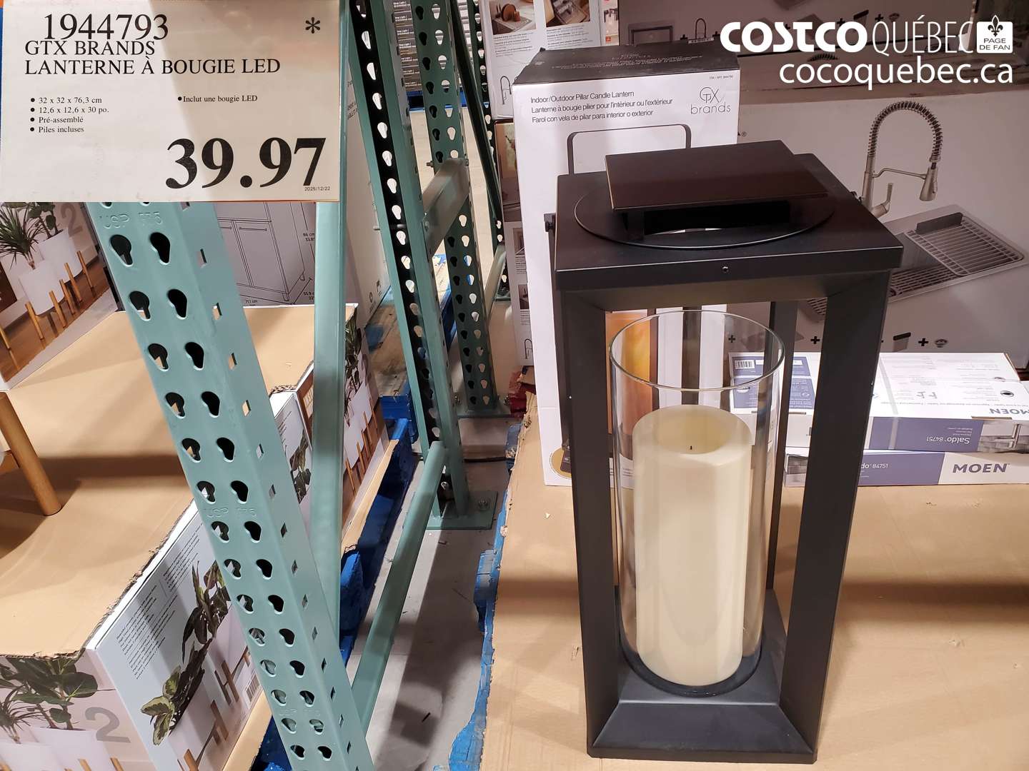 1944793 GTX BRANDS LANTERNE À BOUGIE LED $39.97