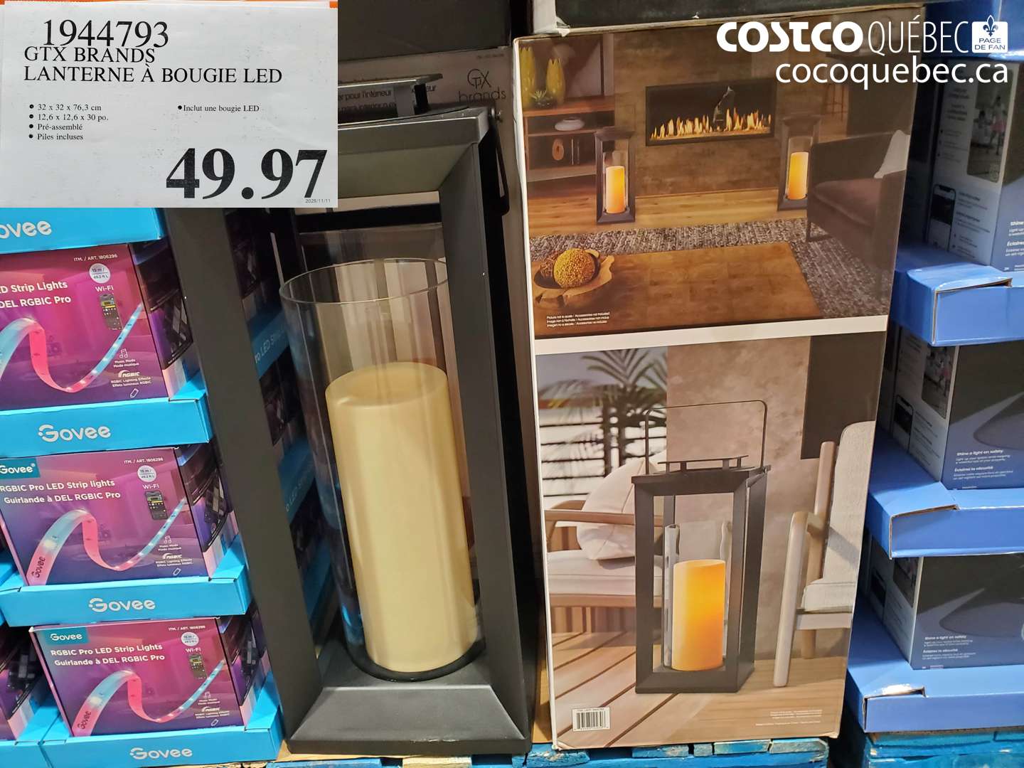 1944793 GTX BRANDS LTD LANTERNE AVEC BOUGIE LED  $49.97