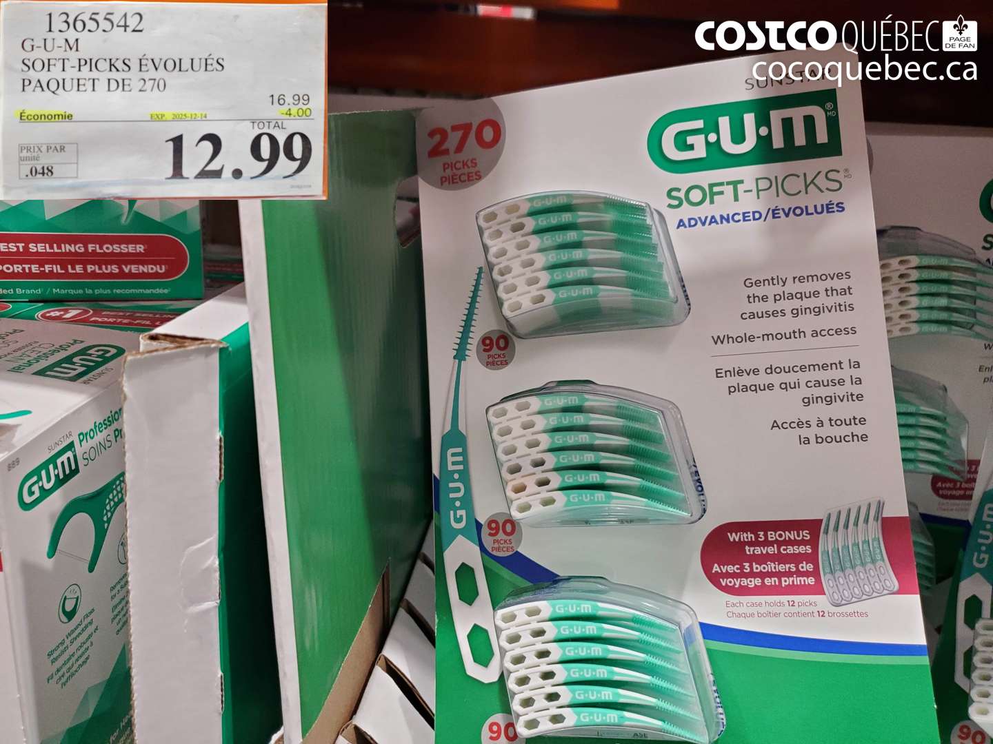 1365542 G-U-M SOFT-PICKS ÉVOLUÉS PAQUET DE 270 (EXPIRES ON 2025-12-14) $12.99