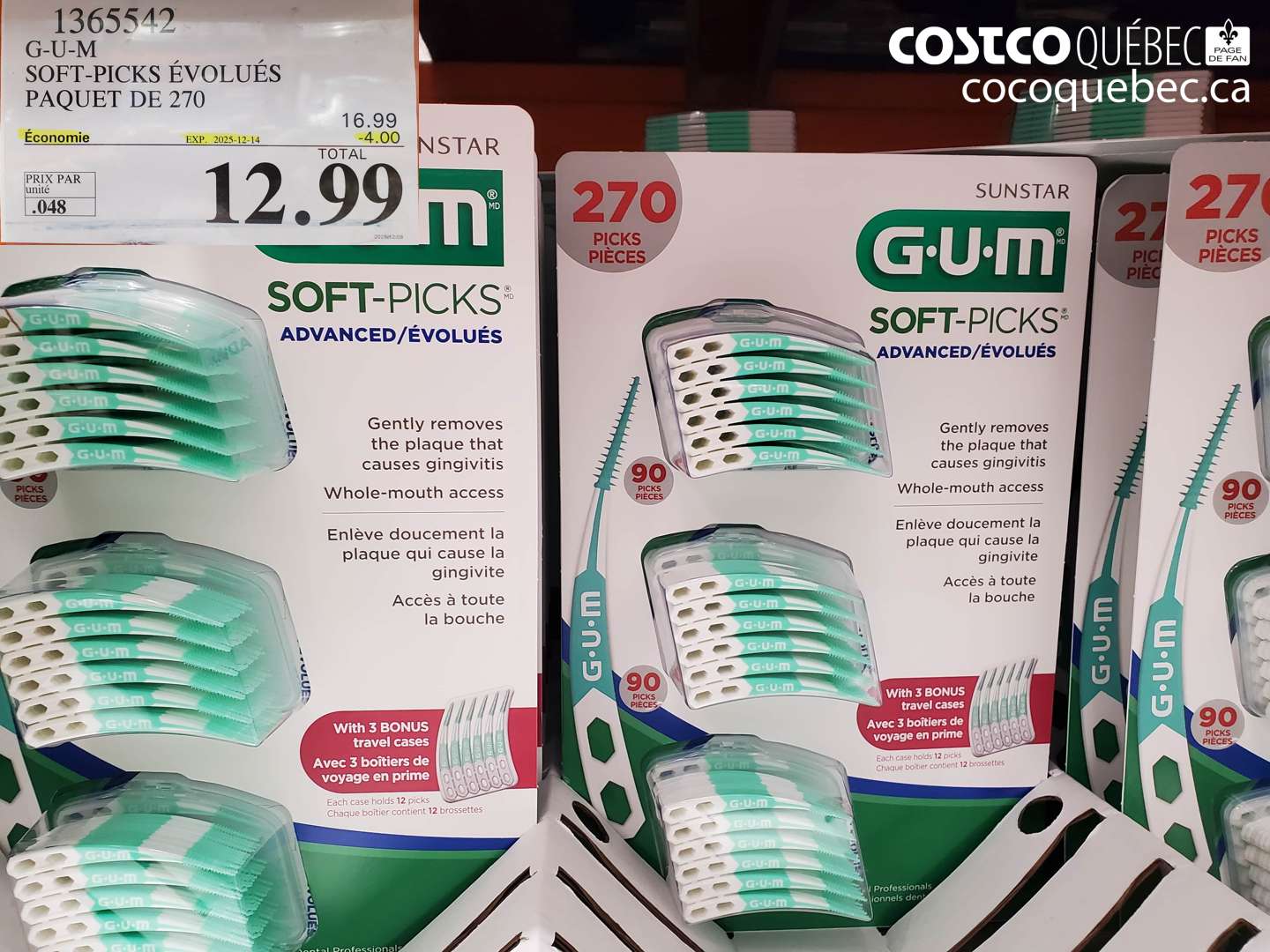 1365542 G-U-M SOFT-PICKS ÉVOLUÉS PAQUET DE 270 (EXPIRES ON 2025-12-14) $12.99