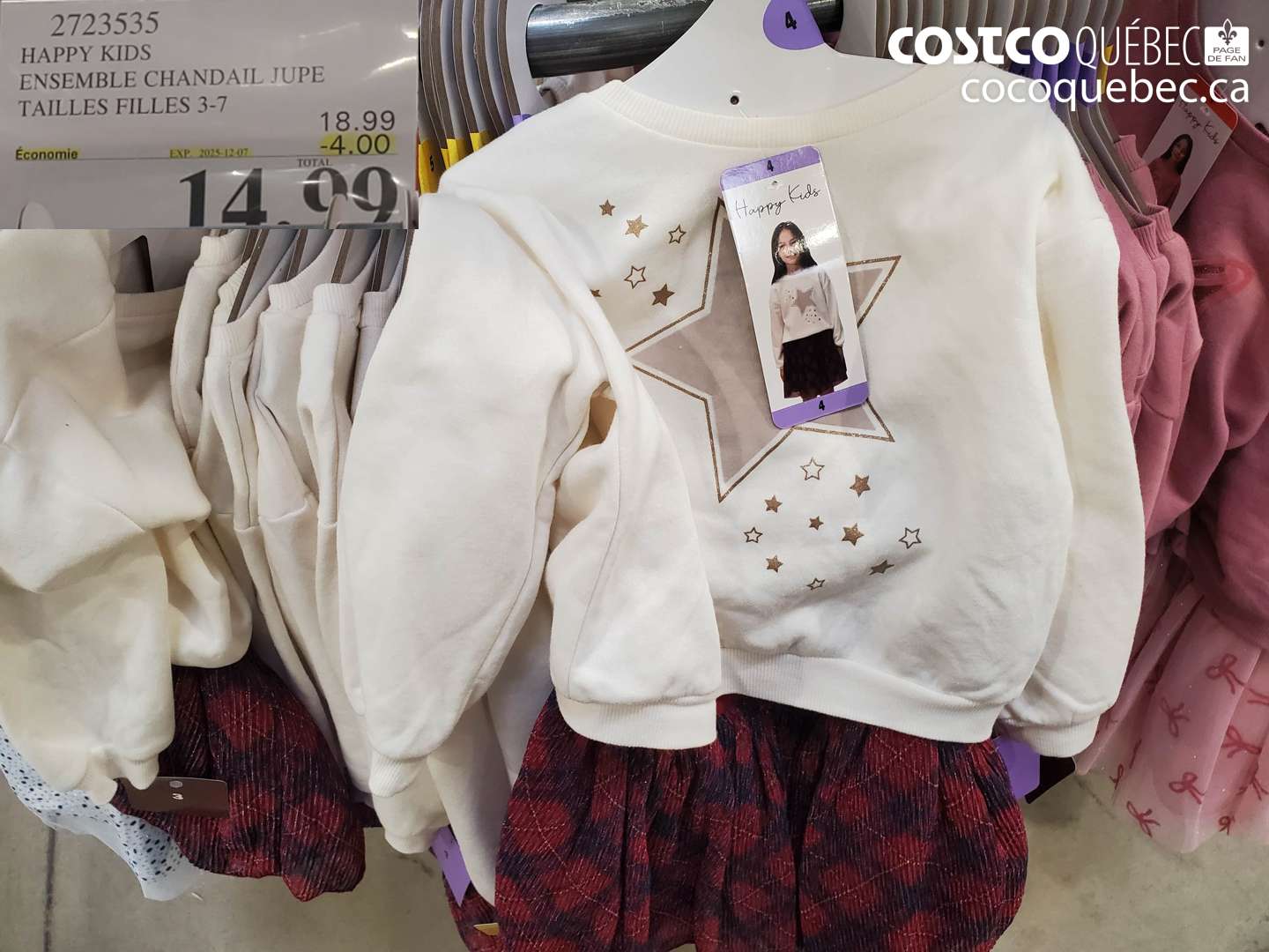 2723535 HAPPY KIDS ENSEMBLE CHANDAIL JUPE TAILLES FILLES 3-7 ($4.00 INSTANT SAVINGS EXPIRES ON 2025-12-07) $14.99