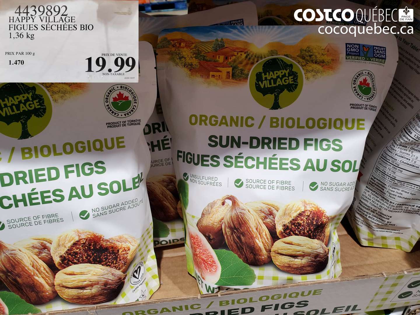 4439892 HAPPY VILLAGE FIGUES SÉCHÉES BIO 1,36 kg $19.99