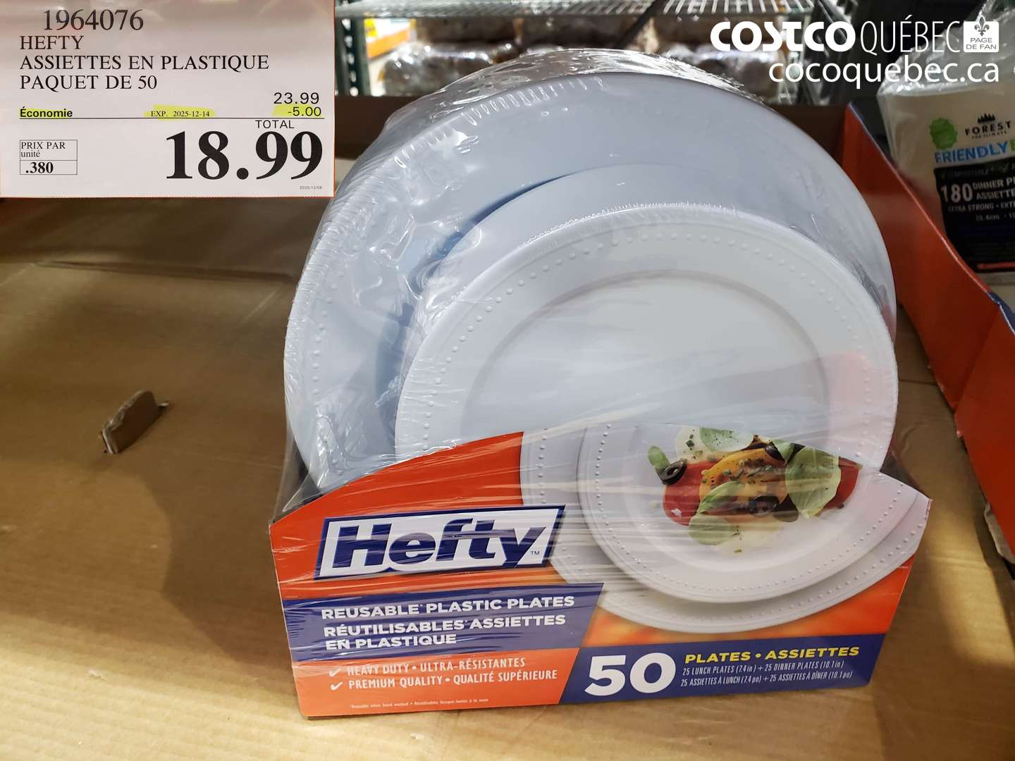 1964076 HEFTY ASSIETTES EN PLASTIQUE PAQUET DE 50 (EXPIRES ON 2025-12-14) $18.99