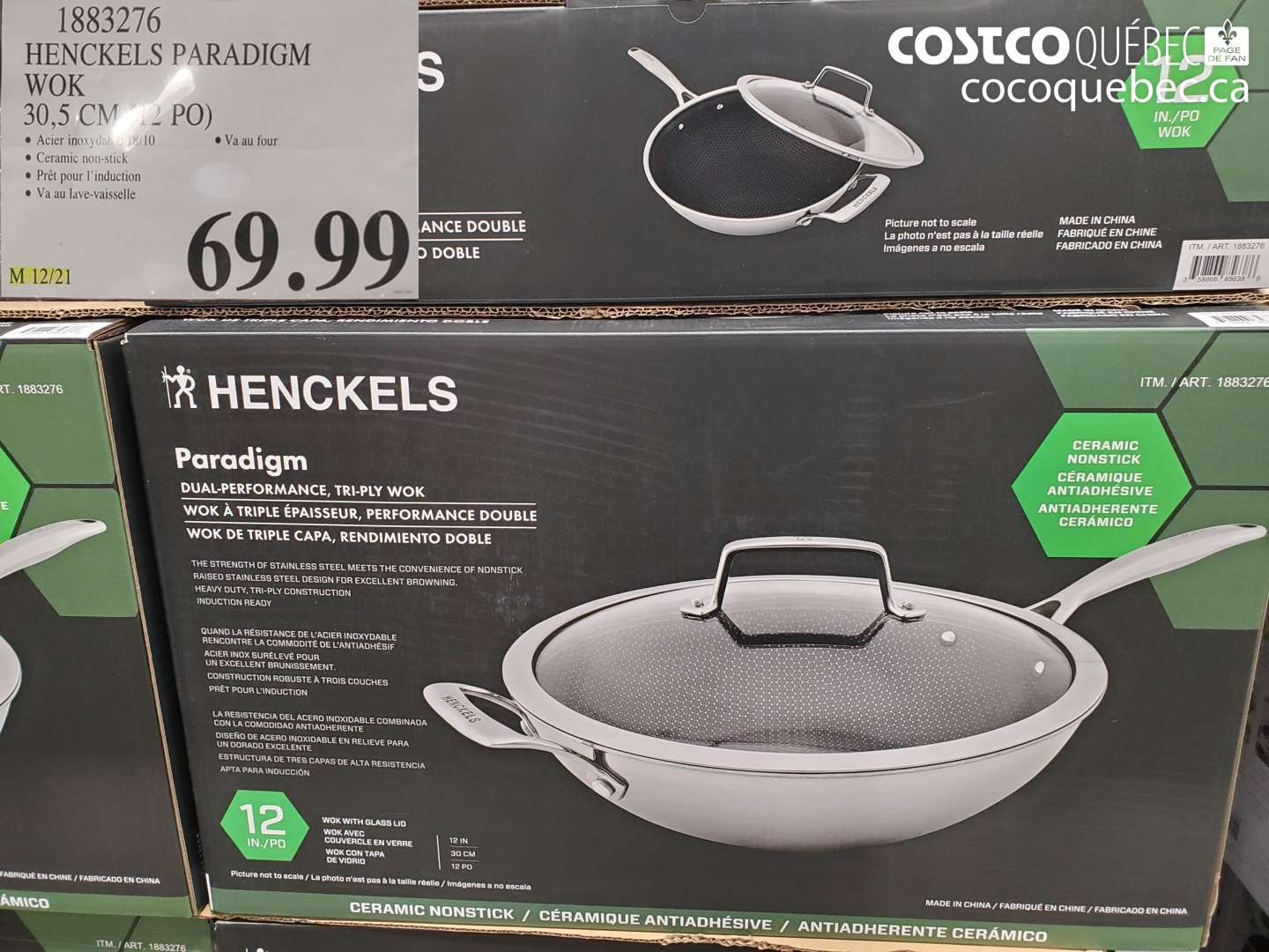 1883276 HENCKELS PARADIGM WOK 30,5 CM (12 PO) $69.99