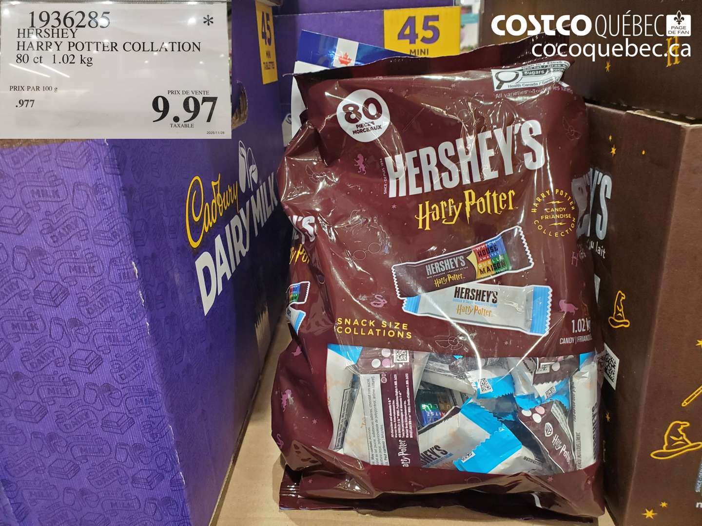 1936285 HFRSHEY HARRY POTTER COLLATION 80 ct 1.02 kg $9.97