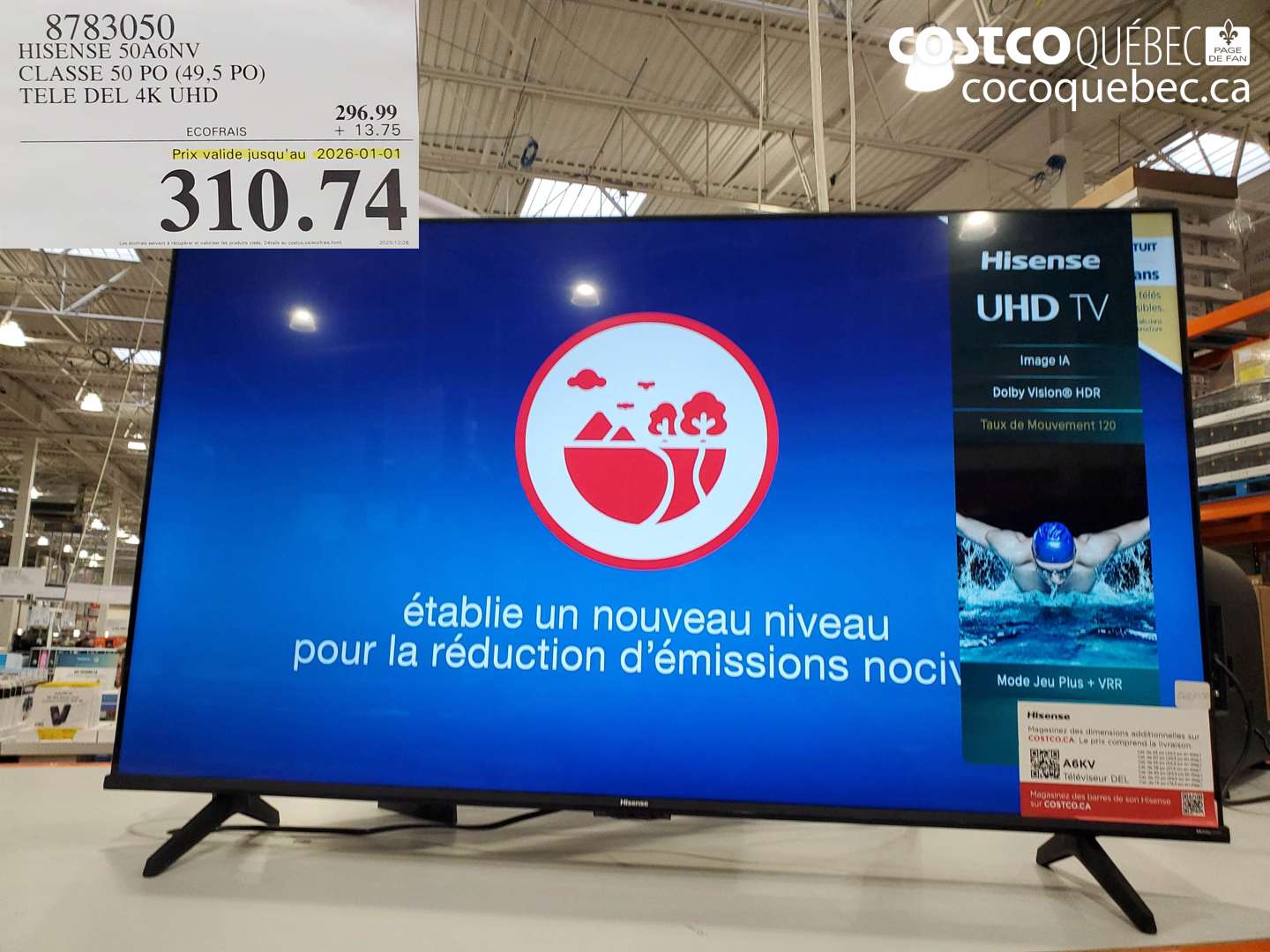 8783050 HISENSE 50A6NV | CLASSE 50 PO (49,5 PO) | TELE DEL 4K UHD (EXPIRES ON 2026-01-01) $310.74