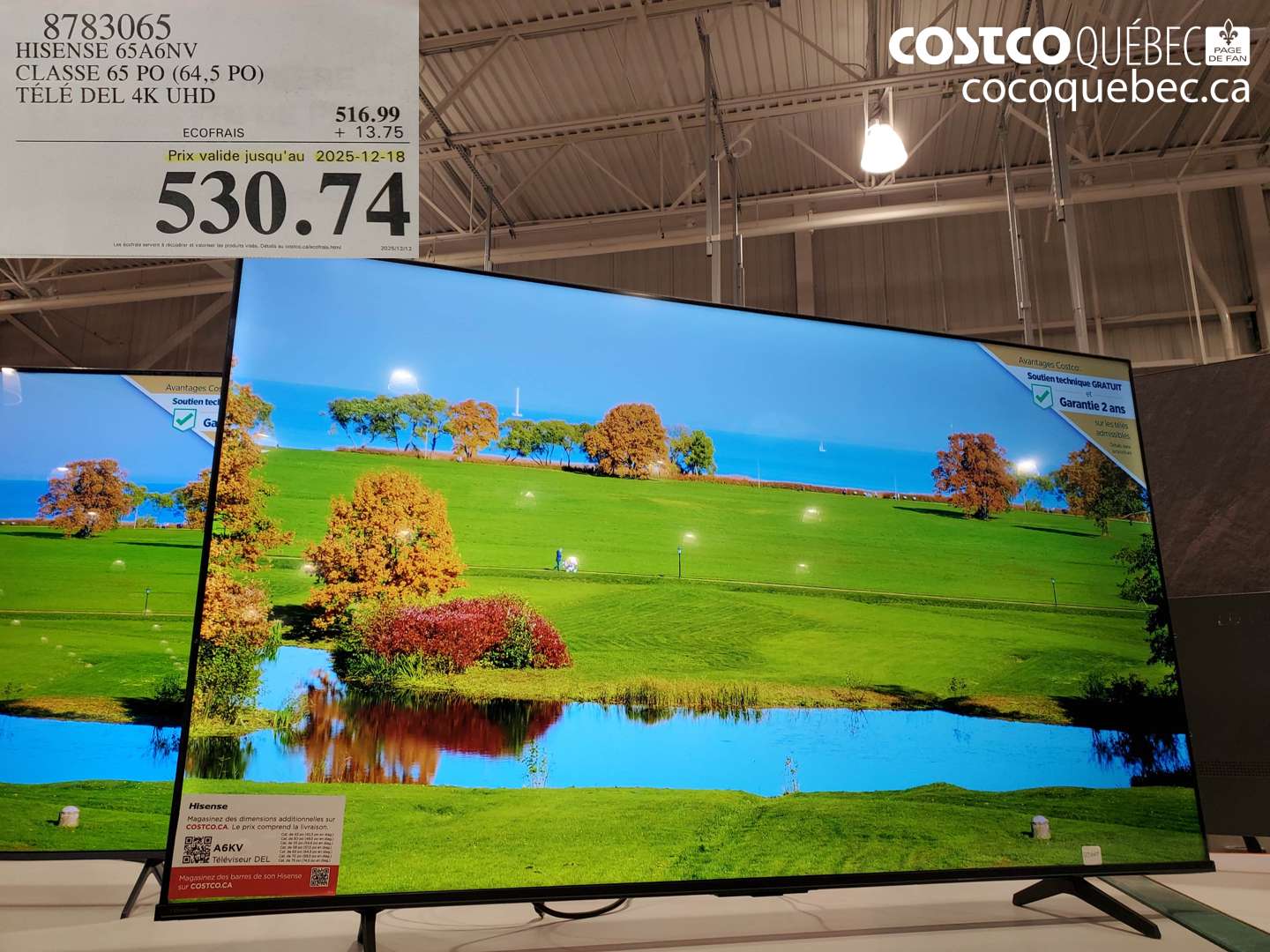 8783065 HISENSE 65A6NV - CLASSE 65 PO (64,5 PO) - TÉLÉ DEL 4K UHD ($13.75 INSTANT SAVINGS EXPIRES ON 2025-12-18) $530.74