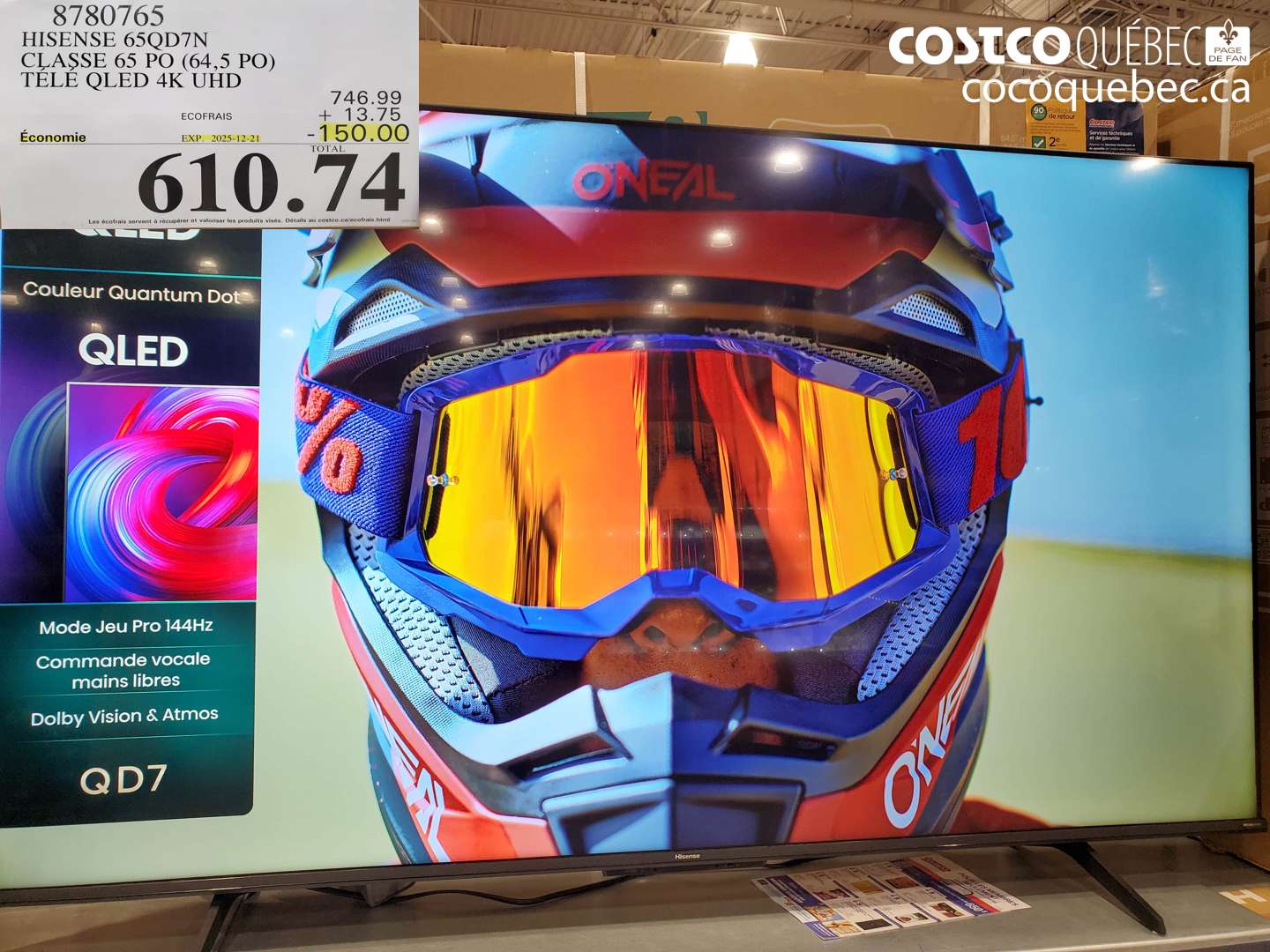 8780765 HISENSE 65QD7N CLASSE 65 PO (64,5 PO) TELE LCD QLED 4K UHD  ($150.00 INSTANT SAVINGS EXPIRES ON 2024-12-21) $610.74