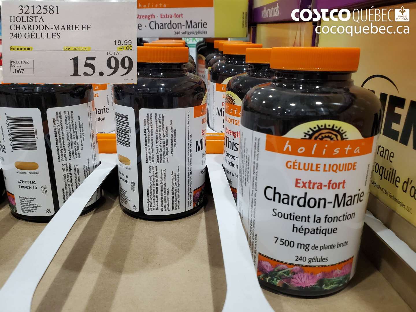 3212581 HOLISTA CHARDON-MARIE EF 240 GELULES (EXPIRES ON 2025-12-21) $15.99