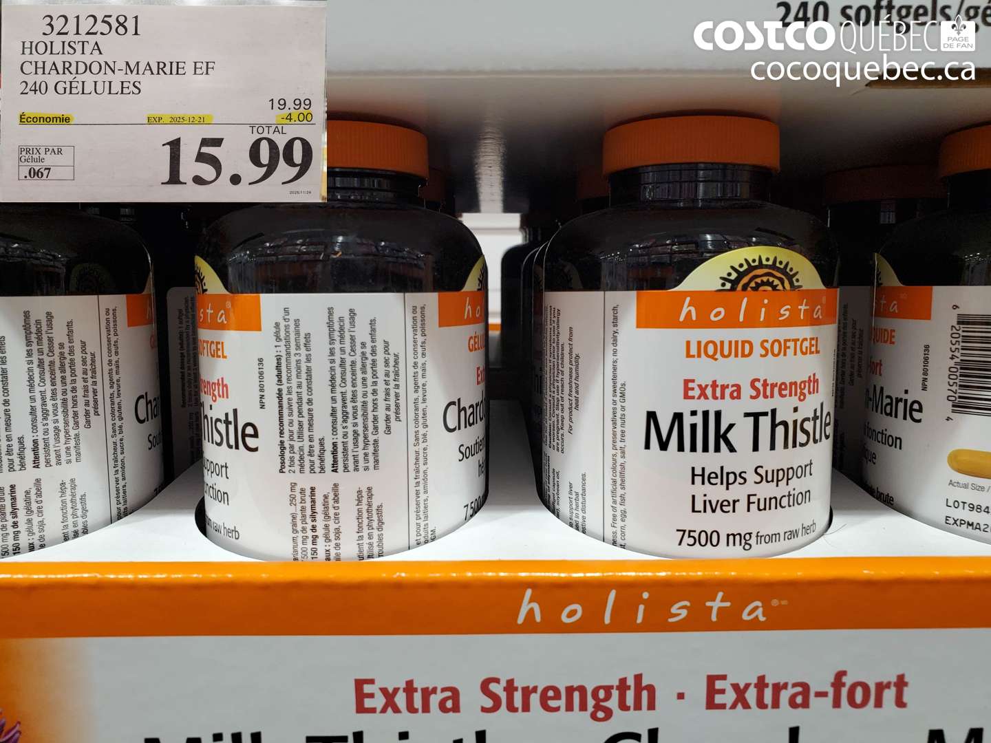 3212581 HOLISTA CHARDON-MARIE EF 240 GÉLULES ($4.00 INSTANT SAVINGS EXPIRES ON 2025-12-21) $15.99