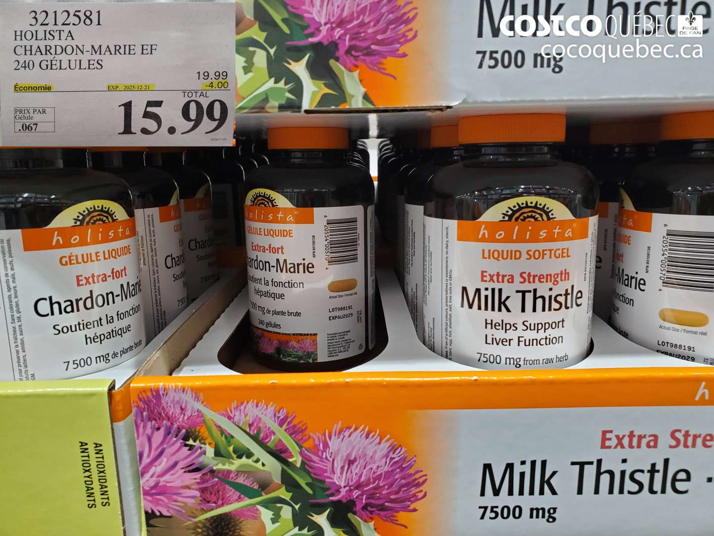 3212581 HOLISTA CHARDON MARIE 250MG EF 240 gelules ($4.00 INSTANT SAVINGS EXPIRES ON 2025-12-21) $15.99