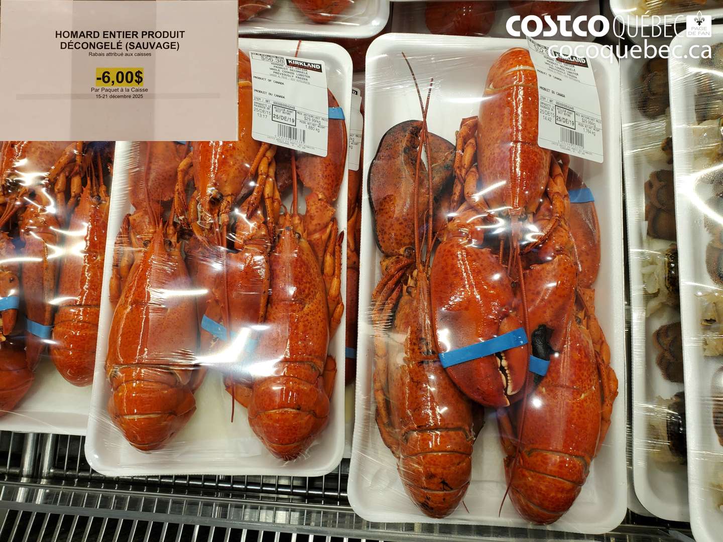 000000 HOMARD ENTIER PRODUIT DÉCONGELÉ (SAUVAGE) ($6.00 INSTANT SAVINGS EXPIRES ON 2025-12-21)
