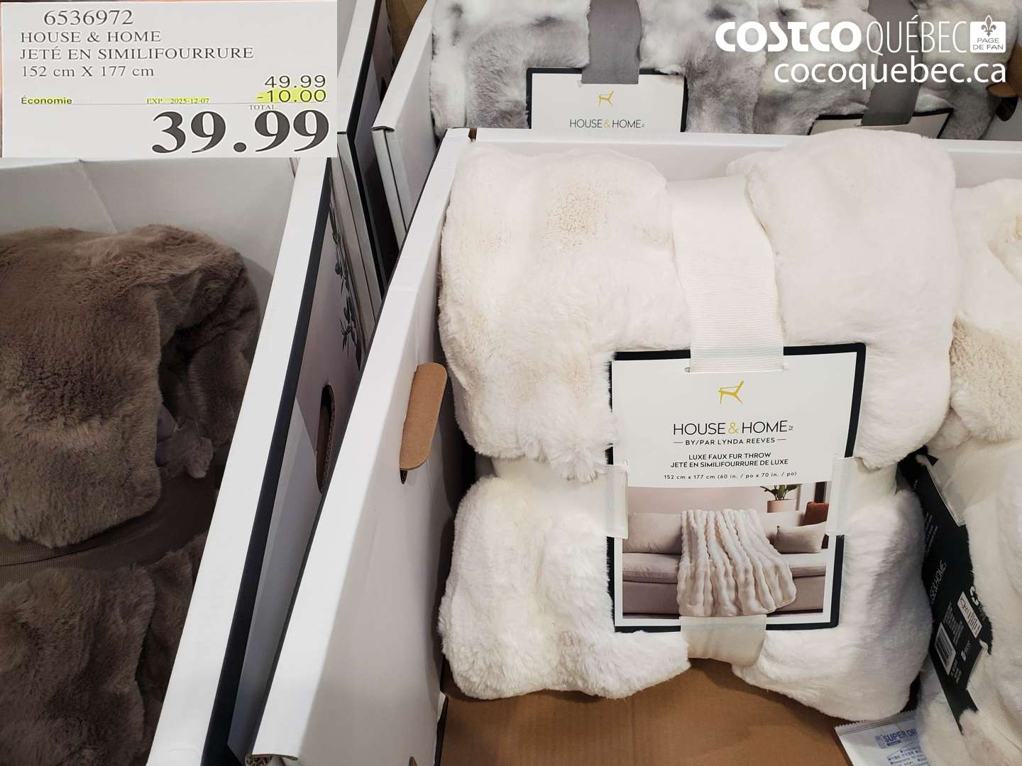 6536972 HOUSE & HOME JETÉ EN SIMILIFOURRURE 152 cm X 177 cm ($10.00 INSTANT SAVINGS EXPIRES ON 2025-12-07) $39.99