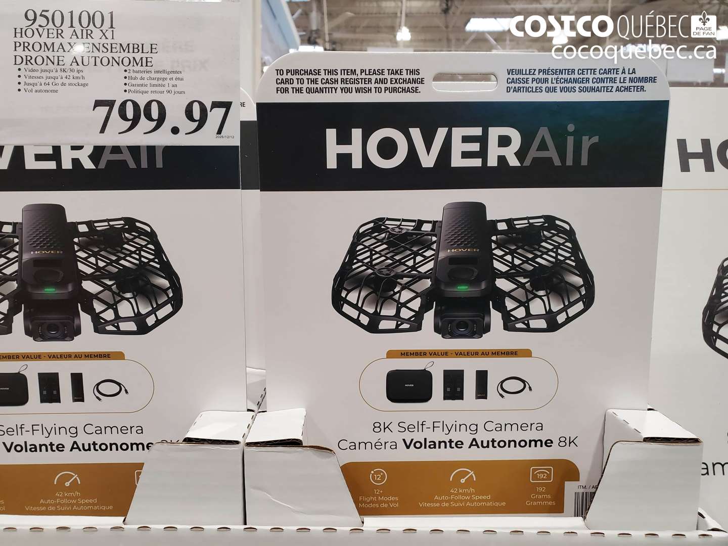 9501001 HOVER AIR X1 PROMAX ENSEMBLE DRONE AUTONOME $799.97