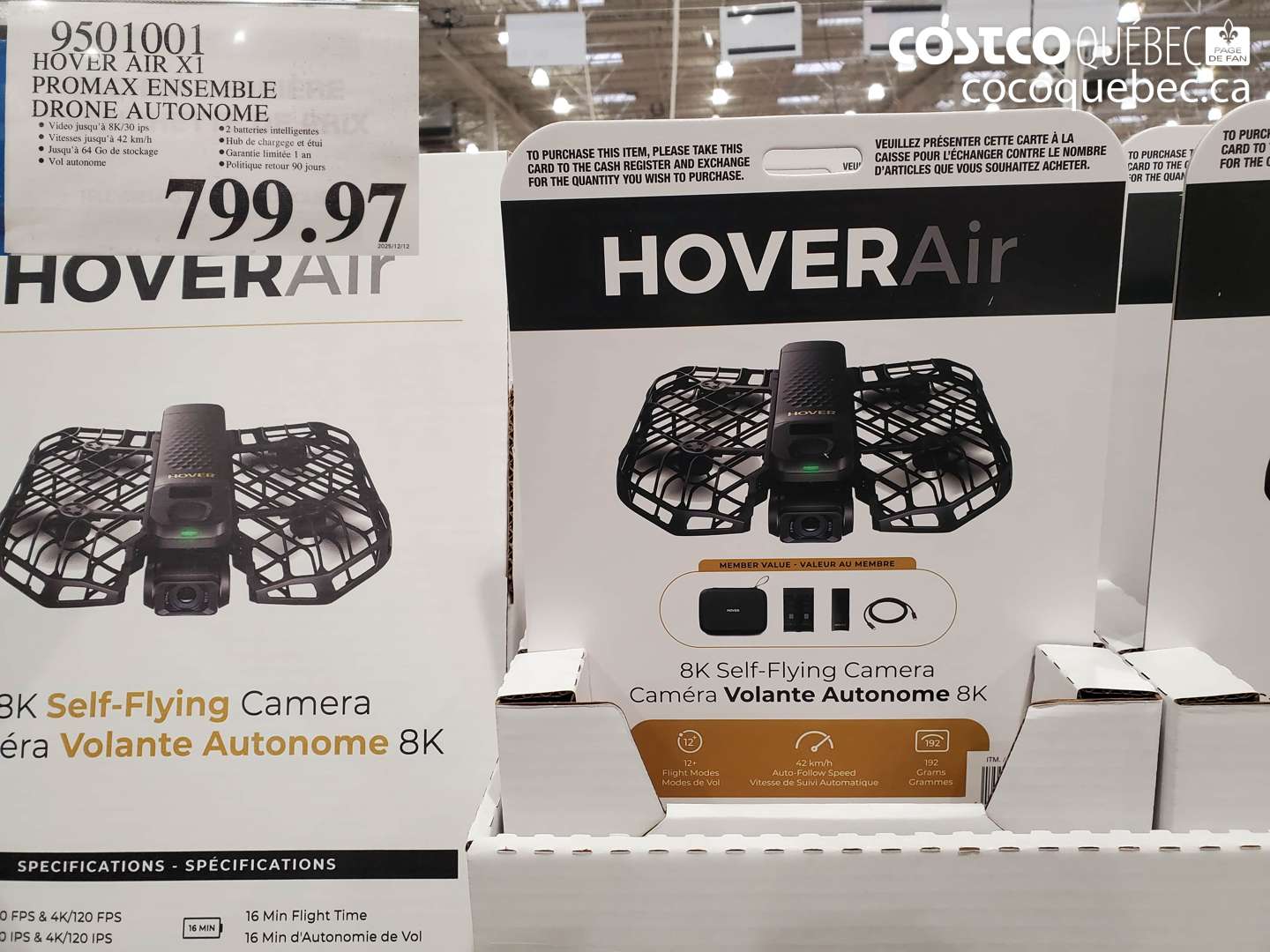 9501001 HOVER AIR X1 PROMAX ENSEMBLE DRONE AUTONOME $799.97