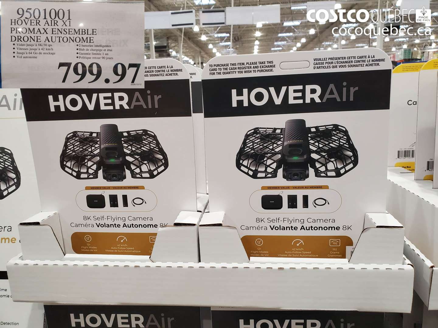 9501001 HOVER AIR X1 PROMAX ENSEMBLE DRONE AUTONOME $799.97