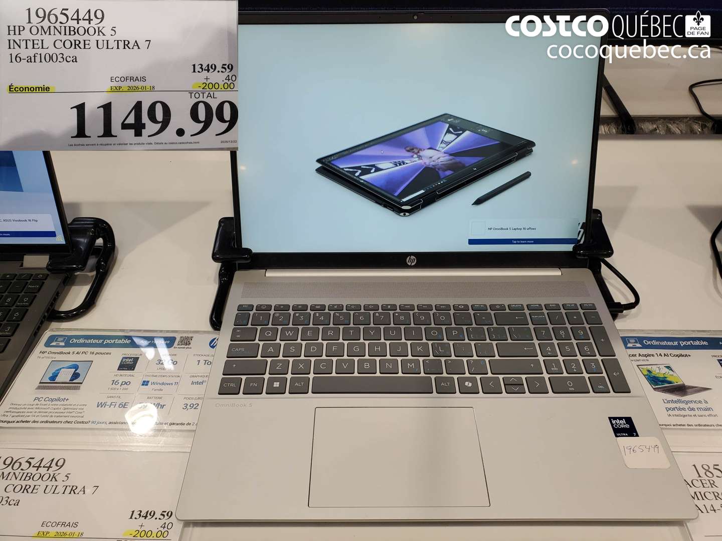 1965449 HP OMNIBOOK 5 INTEL CORE ULTRA 7 16-afl003ca ($200.00 INSTANT SAVINGS EXPIRES ON 2026-01-18) $1149.99