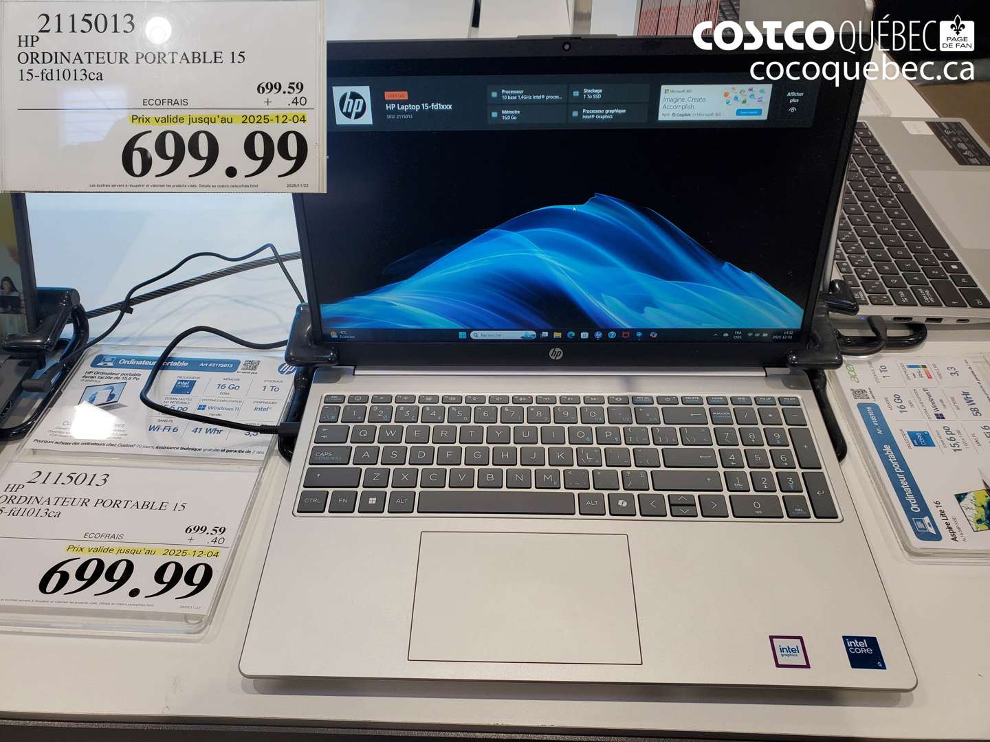 2115013 HP ORDINATEUR PORTABLE 15 15-fd1l0O13ca (EXPIRES ON 2025-12-04) $699.99