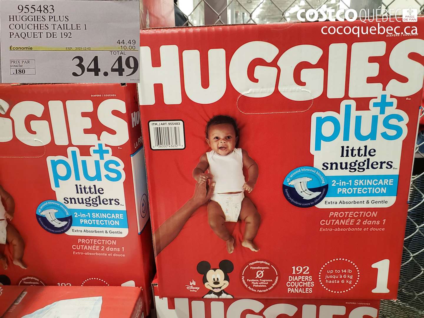 955483 HUGGIES LITTLE SNUGGLE COUCHES TAILLE 1 Pack of 192 ($10.00 INSTANT SAVINGS EXPIRES ON 2025-12-02) $34.49