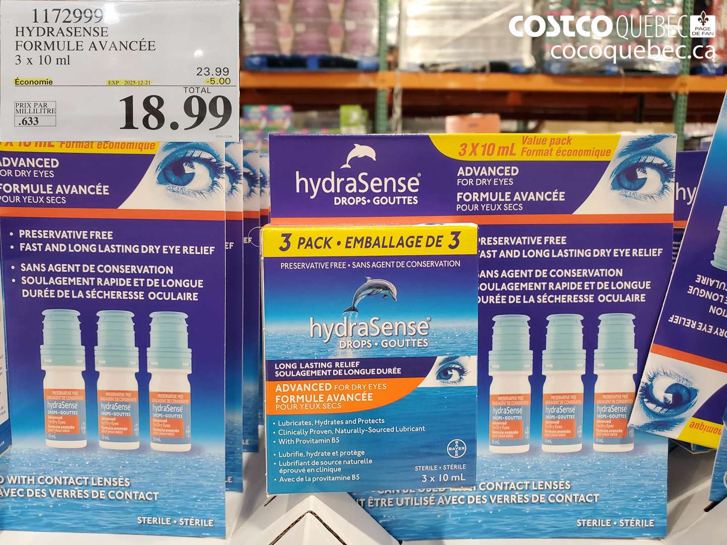 1172999 HYDRASENSE FORMULE AVANCÉE 3 x 10 ml ($5.00 INSTANT SAVINGS EXPIRES ON 2025-12-21) $18.99