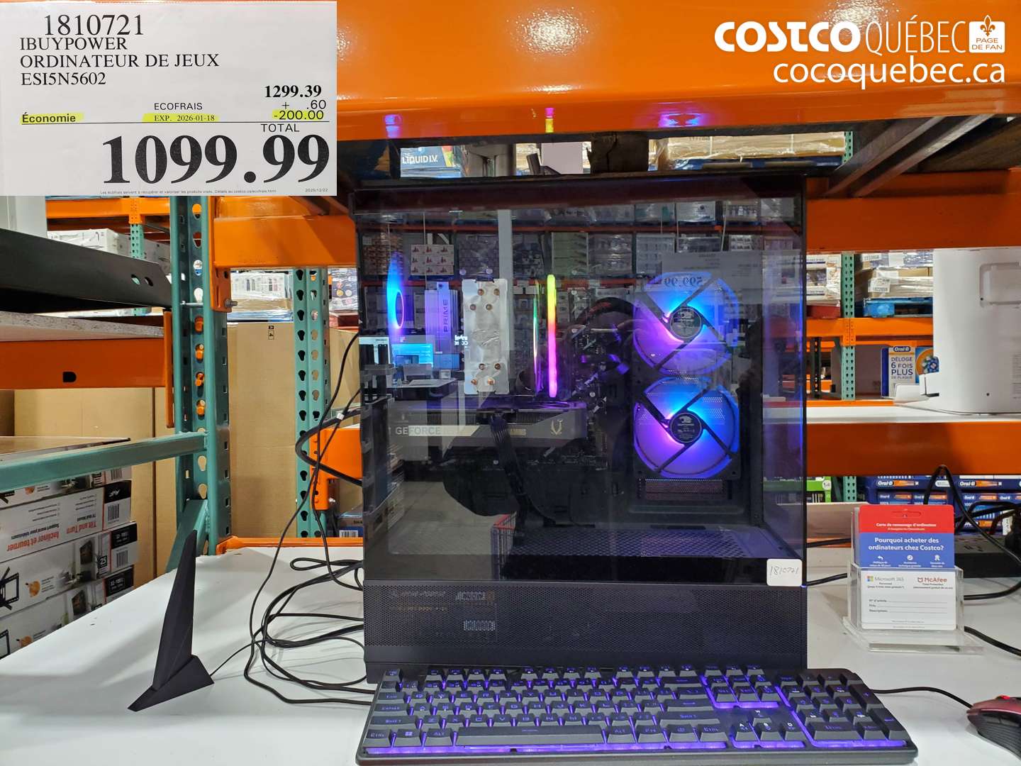 1810721 IBUYPOWER ORDINATEUR DE JEUX ES15N5602 ($200.00 INSTANT SAVINGS EXPIRES ON 2026-01-18) $1099.99