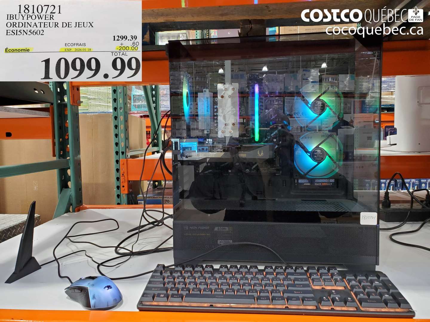 1810721 IBUYPOWER ORDINATEUR DE JEUX ESI5N5602 ($200.00 INSTANT SAVINGS EXPIRES ON 2026-01-18) $1099.99