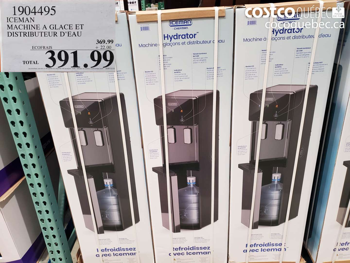 1904495 ICEMAN MACHINE A GLACE ET DISTRIBUTEUR D'EAU $391.99