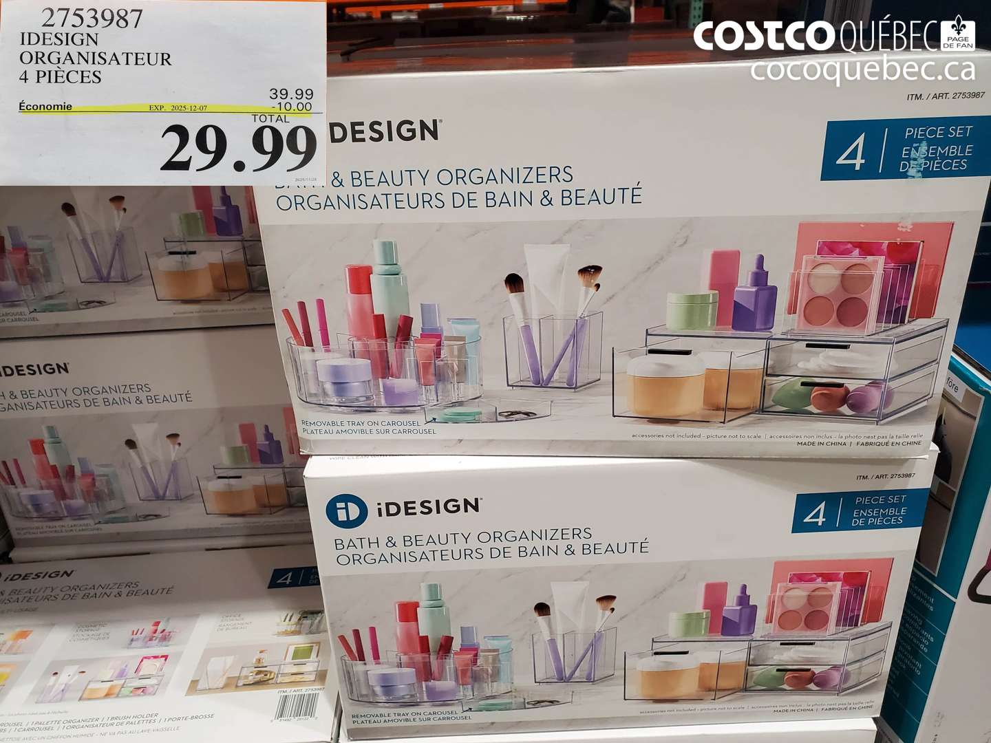 2753987 IDESIGN ORGANISATEUR 4 PIECES (EXPIRES ON 2025-12-07) $29.99