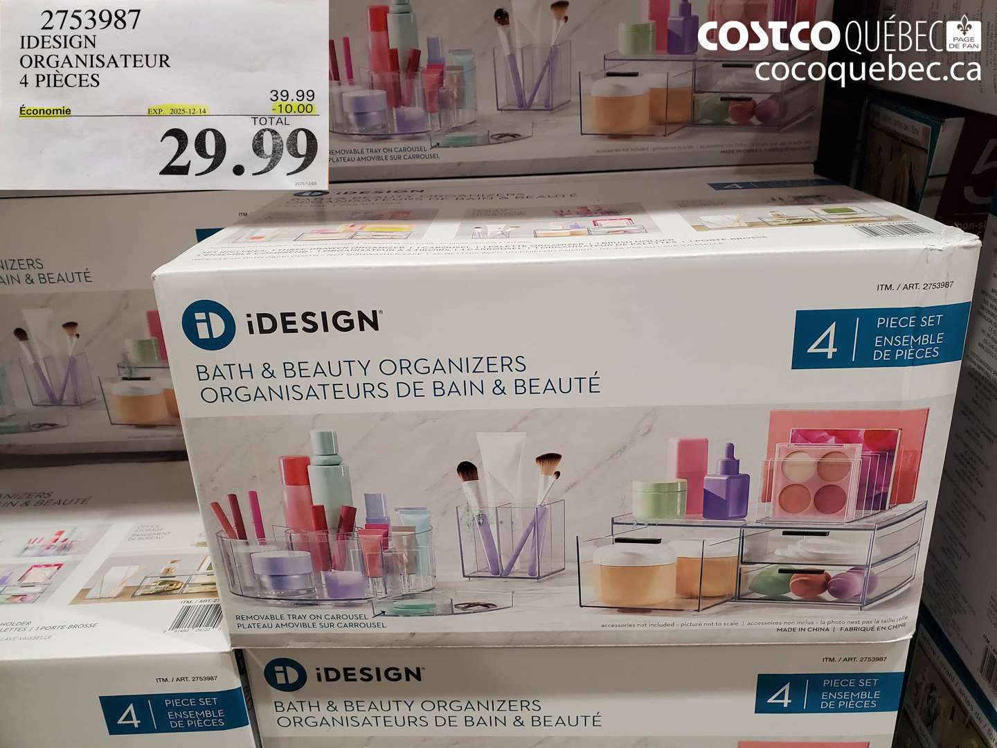 2753987 IDESIGN ORGANISATEUR 4 PIECES (EXPIRES ON 2025-12-14) $29.99
