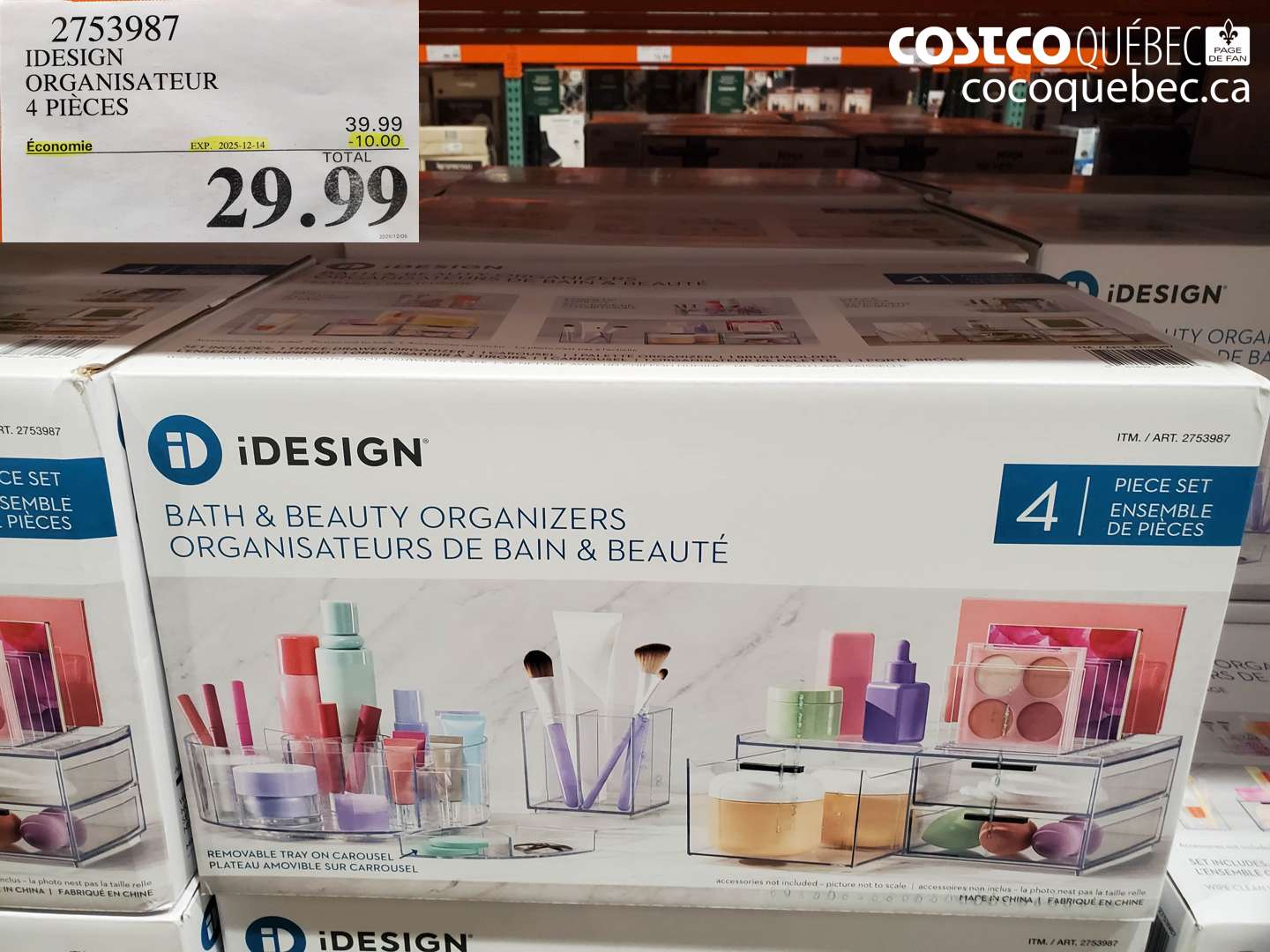 2753987 IDesign ORGANISATEUR 4 PIECES ($10.00 INSTANT SAVINGS EXPIRES ON 2025-12-14) $29.99