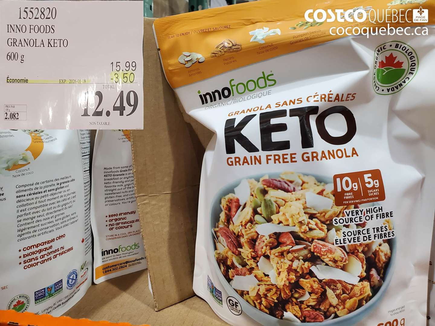 1552820 INNO FOODS GRANOLA KETO 600 g ($3.50 INSTANT SAVINGS EXPIRES ON 2026-01-18) $12.49