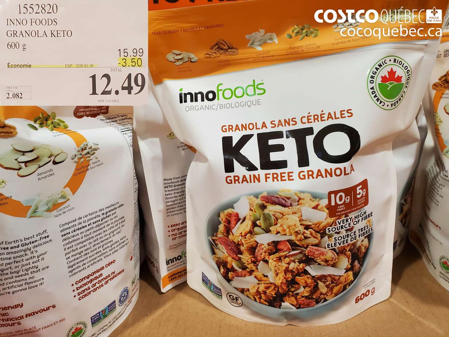1552820 INNO FOODS GRANOLA KETO 600 g ($3.50 INSTANT SAVINGS EXPIRES ON 2026-01-18) $12.49