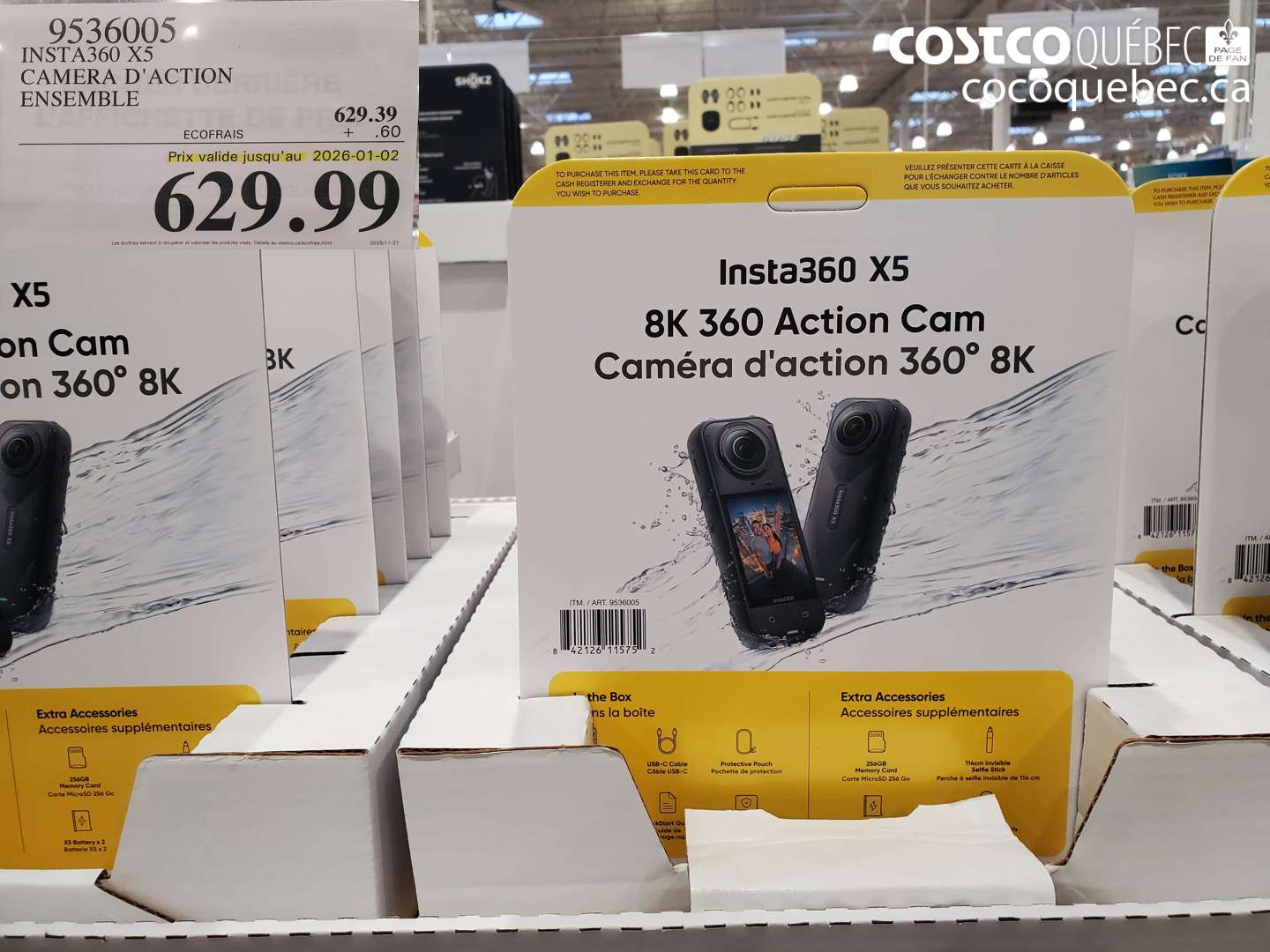 9536005 INSTA360 X5 CAMERA D'ACTION ENSEMBLE  (EXPIRES ON 2026-01-02) $629.99