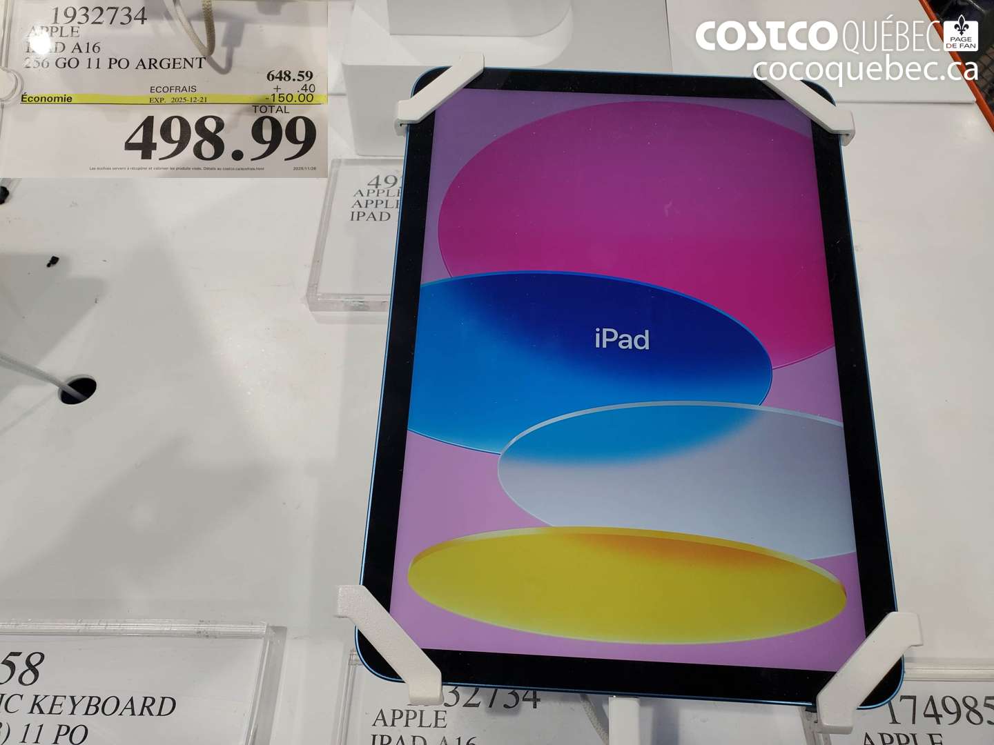 1932734 IPAD A16 256 GO 11 PO ARGENT ($150.00 INSTANT SAVINGS EXPIRES ON 2025-12-21) $498.99