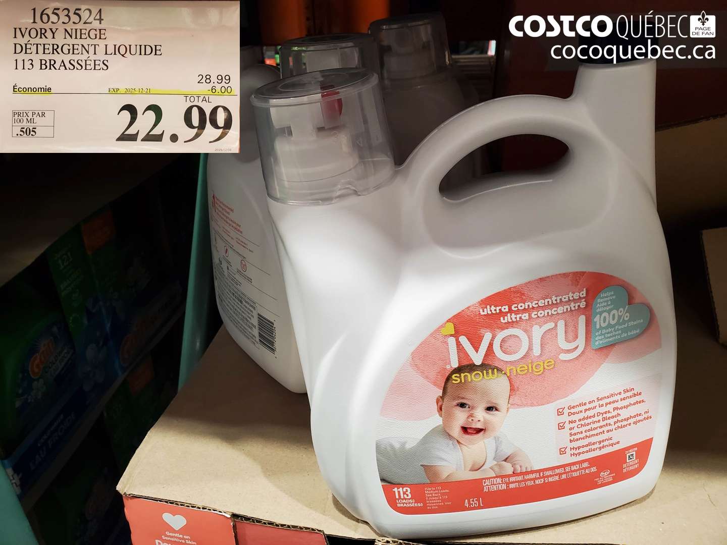 1653524 IVORY NIEGE DÉTERGENT LIQUIDE 113 BRASSÉES (EXPIRES ON 2025-12-21) $22.99