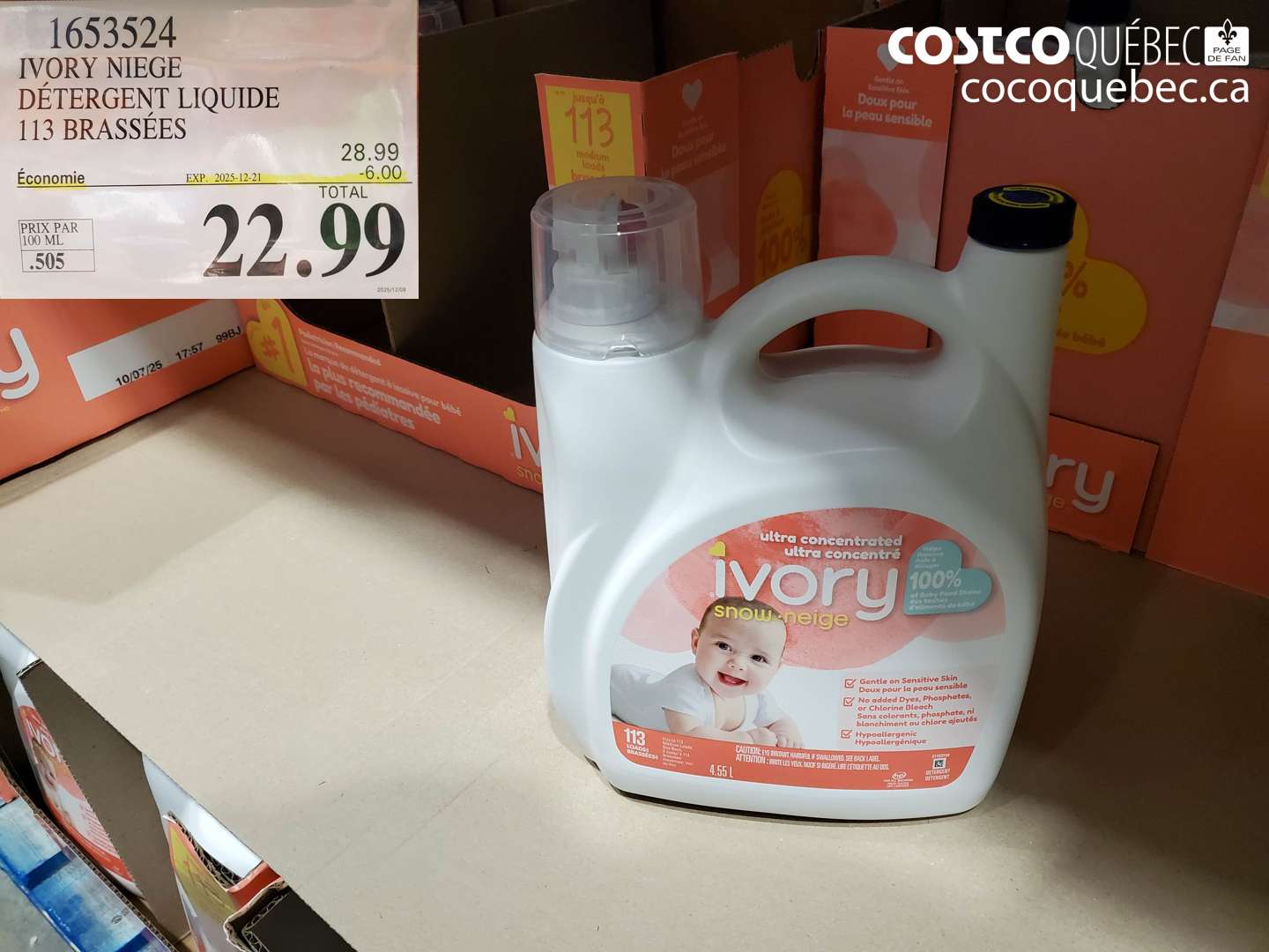 1653524 IVORY NIEGE DÉTERGENT LIQUIDE 113 BRASSÉES ($6.00 INSTANT SAVINGS EXPIRES ON 2025-12-21) $22.99