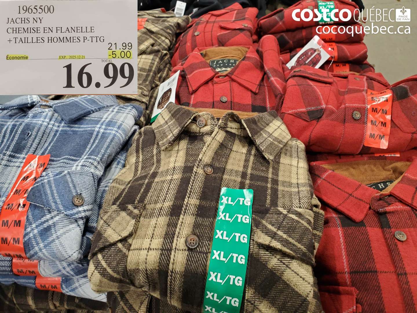 1965500 JACHS NY CHEMISE EN FLANELLE +TAILLES HOMMES P-TTG ($5.00 INSTANT SAVINGS EXPIRES ON 2025-12-21) $16.99