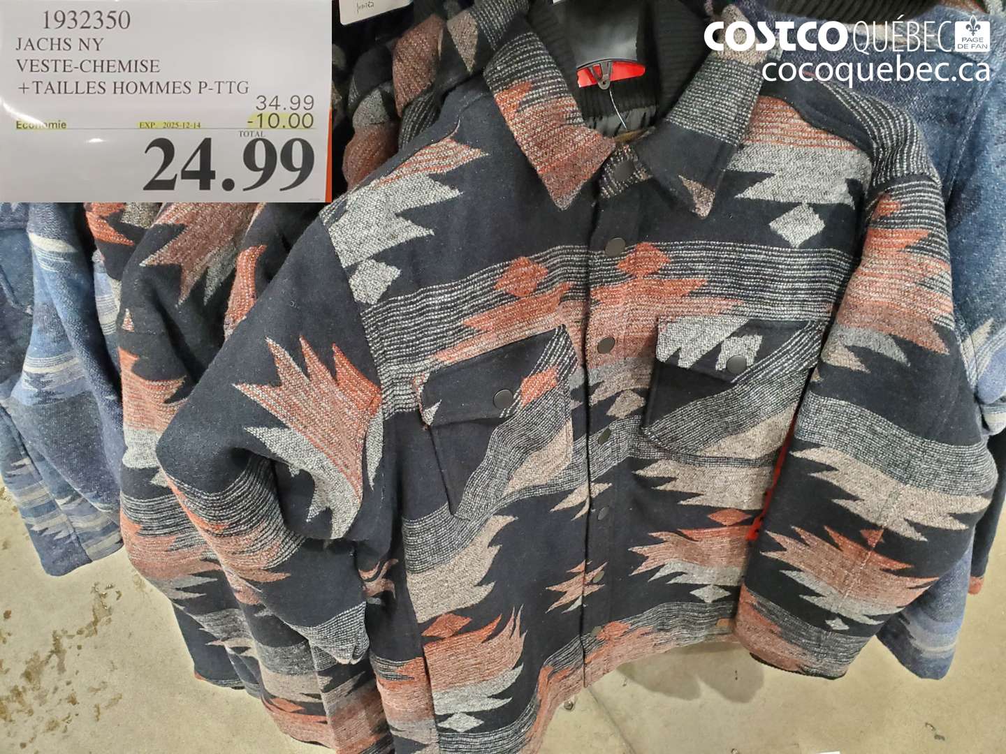 1932350 JACHS NY VESTE-CHEMISE +TAILLES HOMMES P-TTG (EXPIRES ON 2025-12-14) $24.99