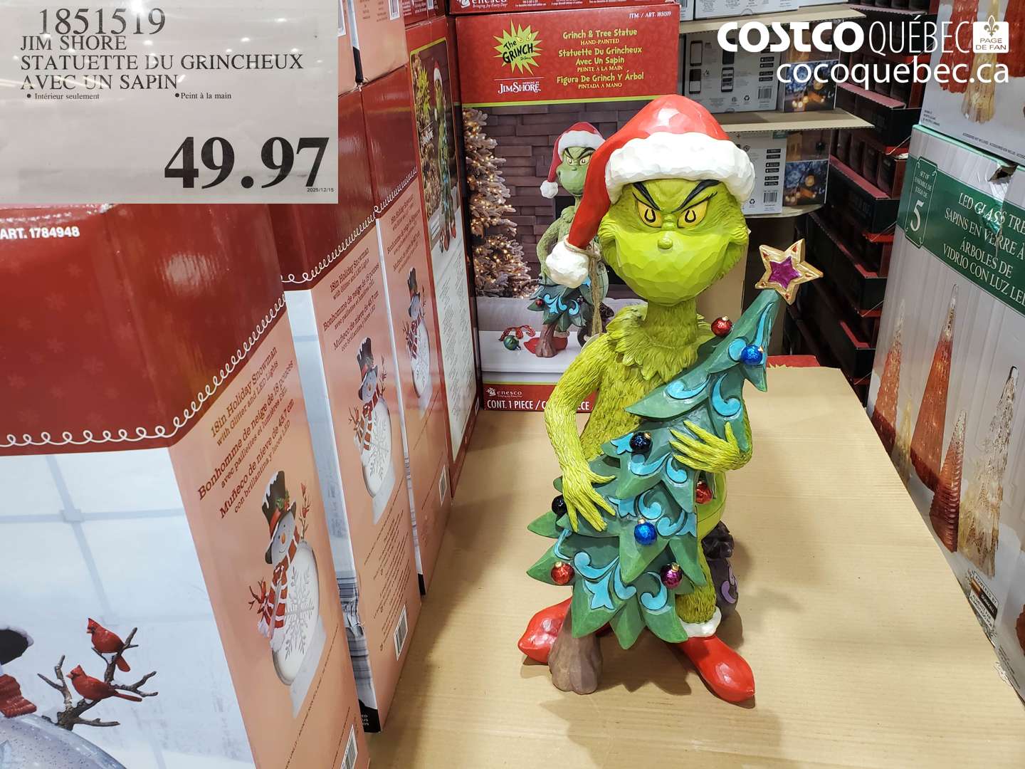 1851519 JIM SHORE STATUETTE DU GRINCHEUX AVEC UN SAPIN $49.97