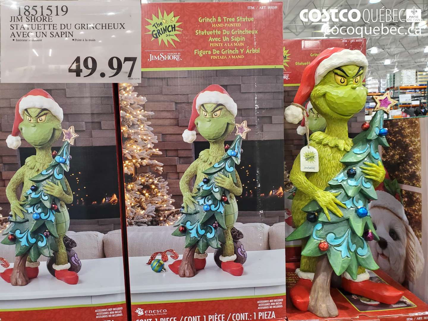 1851519 JIM SHORE STATUETTE DU GRINCHEUX AVEC UN SAPIN  $49.97