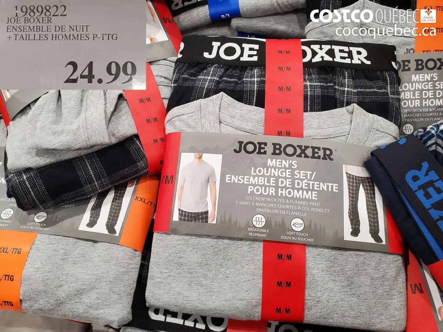 1989822 JOE BOXER ENSEMBLE DE NUIT + TAILLES HOMMES P-TTG $24.99