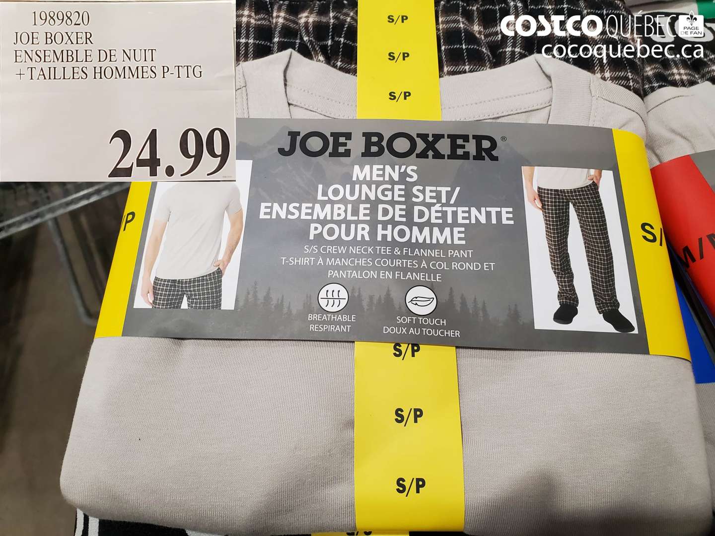 1989820 JOE BOXER ENSEMBLE DE NUIT + TAILLES HOMMES P-TTG $24.99