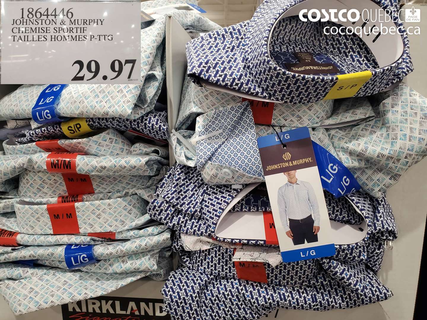 1864446 JOHNSTON & MURPHY CHEMISE SPORTIF TAILLES HOMMES P-TTG $29.97