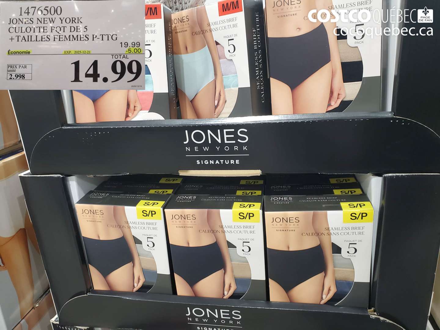 1476500 JONES NEW YORK CULOTTE POT DE 5 + TAILLES FEMMES P-TTG ($5.00 INSTANT SAVINGS EXPIRES ON 2025-12-21) $14.99