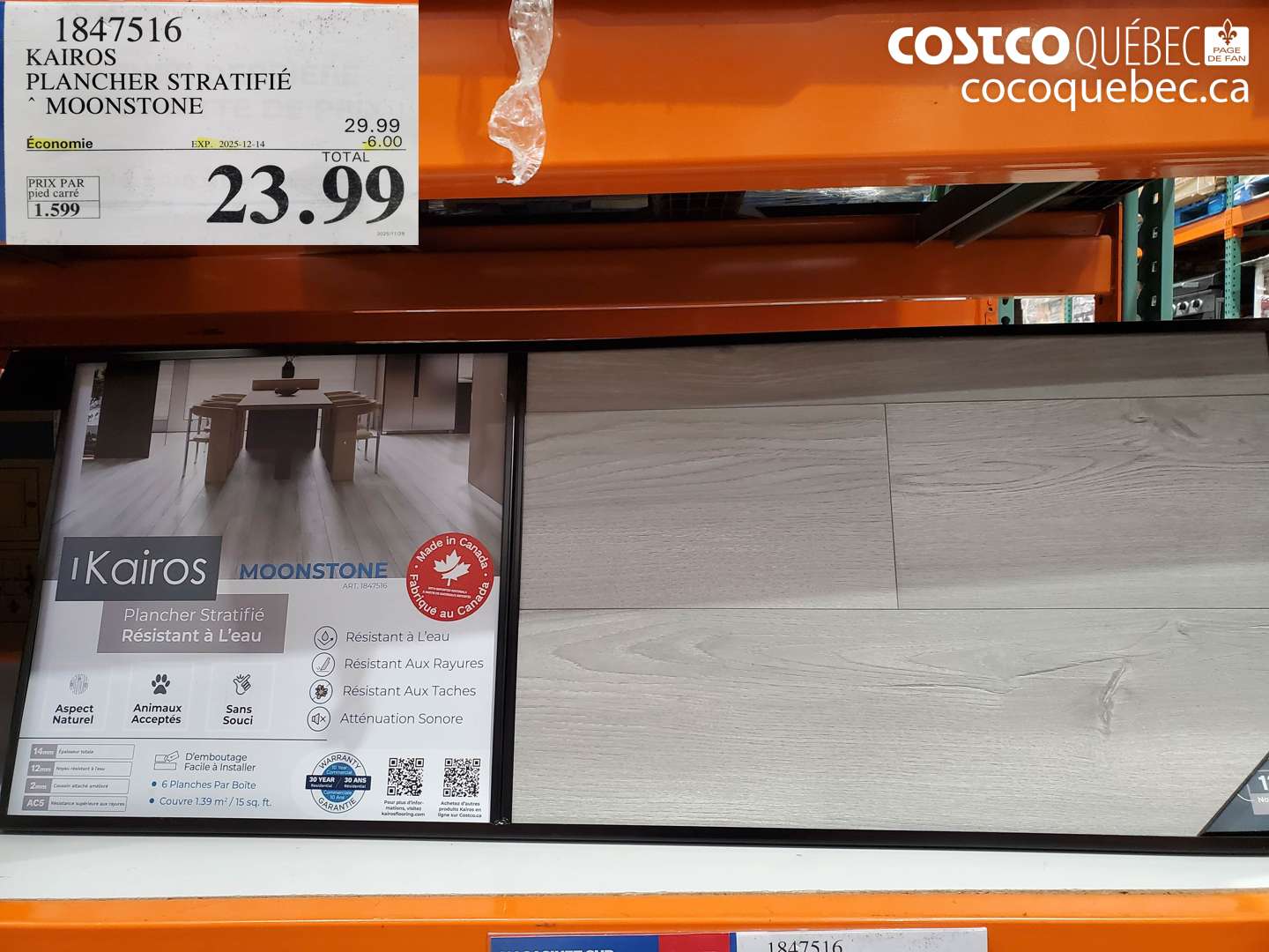 1847516 KAIROS PLANCHER STRATIFIÉ MOONSTONE (EXPIRES ON 2025-12-14) $23.99