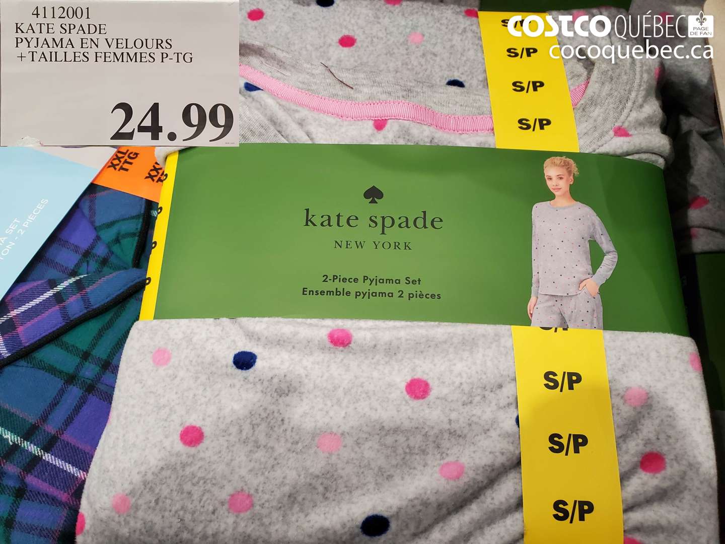 4112001 KATE SPADE PYJAMA EN VELOURS +TAILLES FEMMES P-TG $24.99