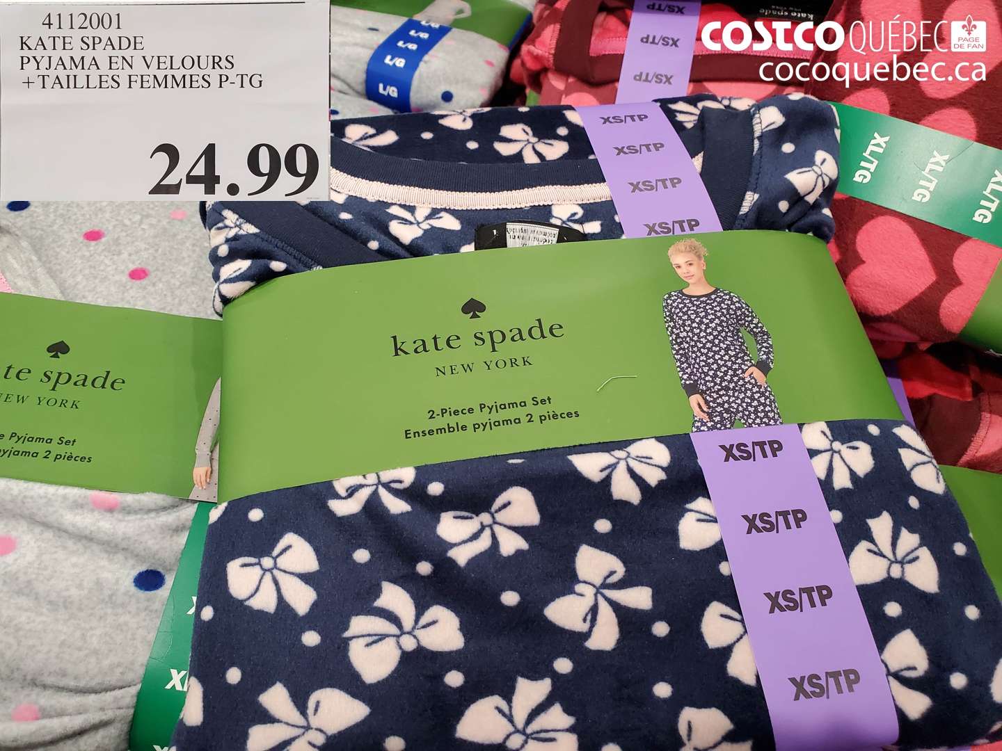 4112001 KATE SPADE PYJAMA EN VELOURS + TAILLES FEMMES P-TG $24.99