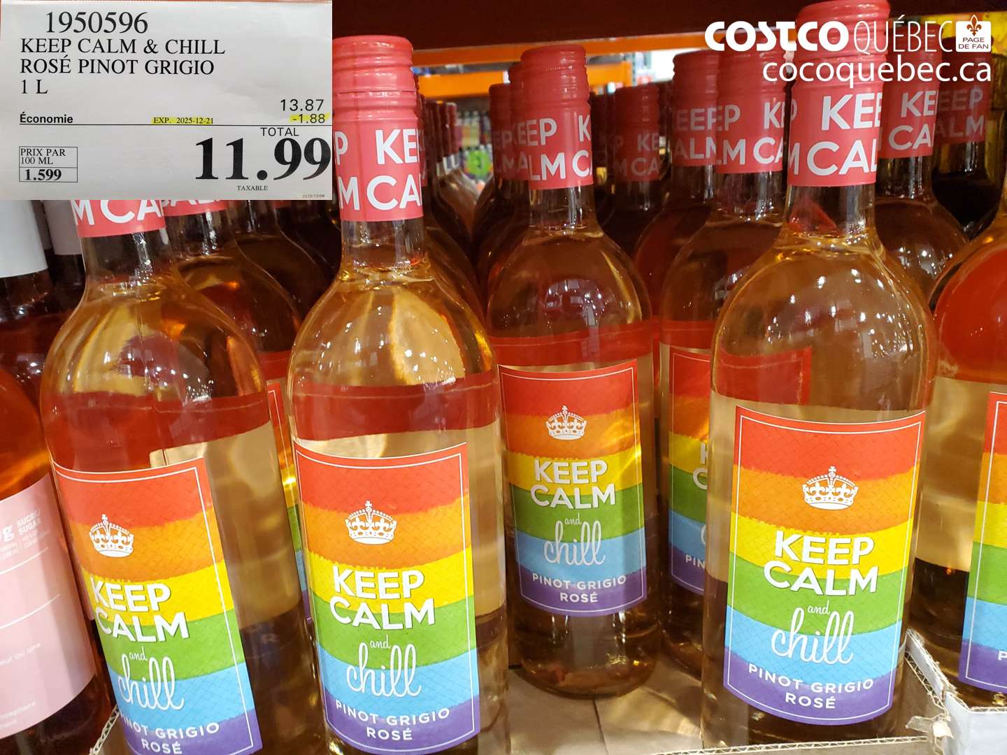 1950596 KEEP CALM & CHILL ROSÉ PINOT GRIGIO 1 L ($1.88 INSTANT SAVINGS EXPIRES ON 2025-12-21) $11.99